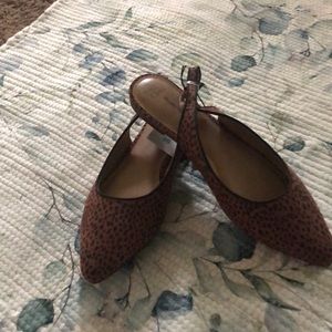 Sling back flat animal print shoes